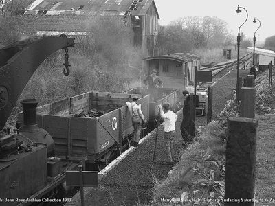 Merryfield Lane Halt - Platform resurfacing 16th April 1983